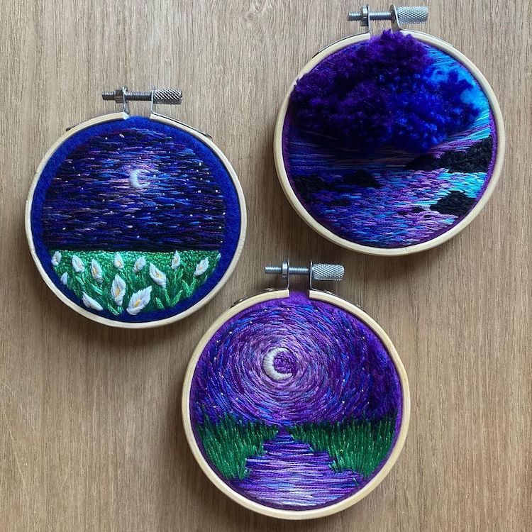 Landscape Embroidery Art by Erika Tu'a