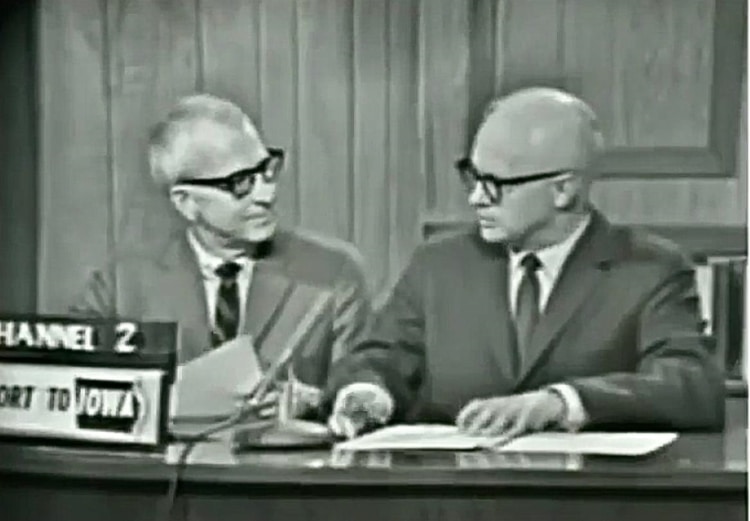 News Anchor Bob Bruner and Station Manager Doug Grant Introducing the Color Broadcast