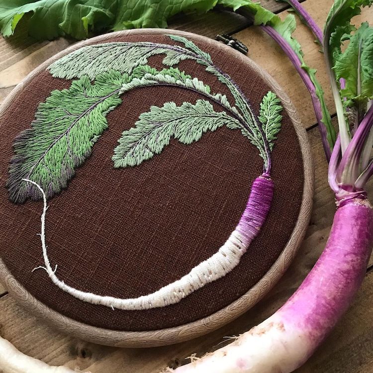 Vegetable Embroidery Art by Konekono Kitsune