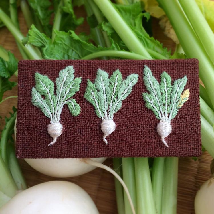 Vegetable Embroidery Art by Konekono Kitsune