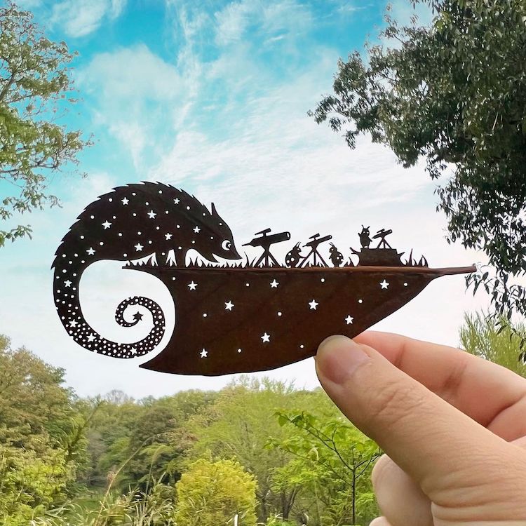 Artist Manages His ADHD With Amazing Leaf Cutout Art | My Modern Met