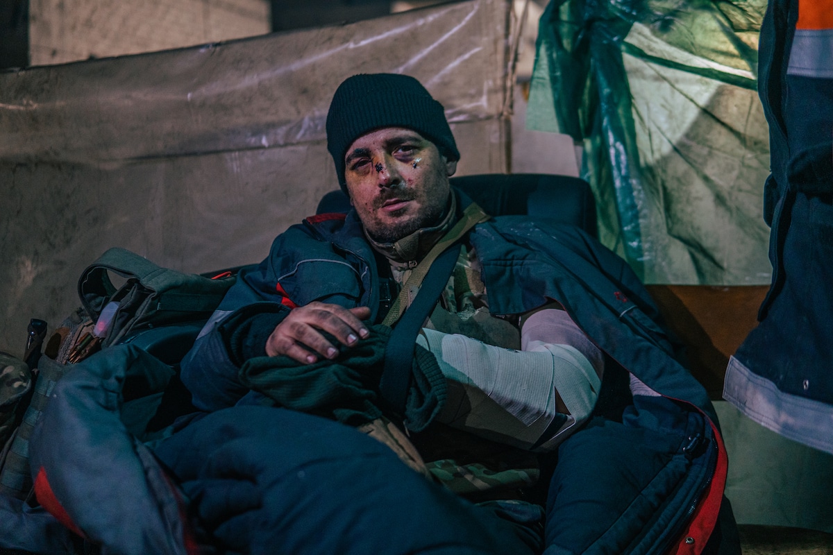 Injured Soldier at the Mariupol Steel Factory