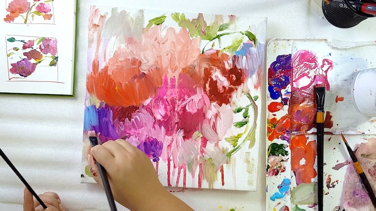 Abstract Floral Painting Class by Nitika Ale