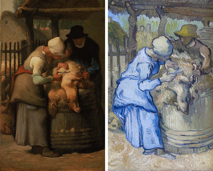 Sheep-Shearing by Millet and Van Gogh