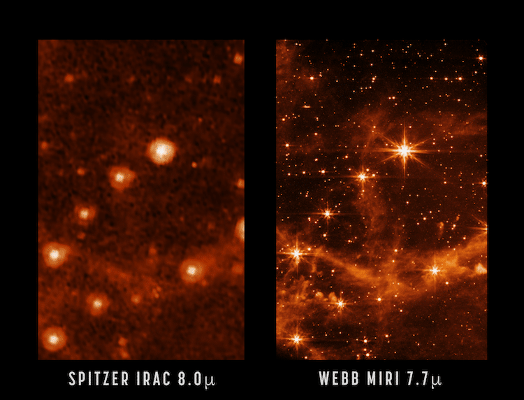 Webb vs Spitzer Telescope Images