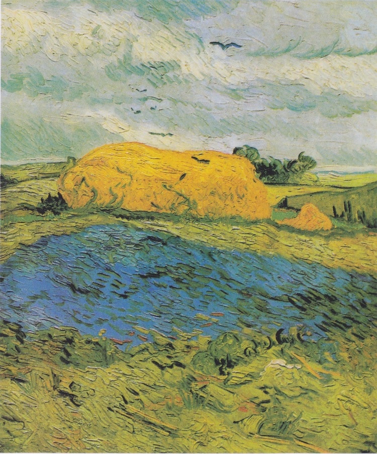 Haystacks Under a Rainy Sky by Van Gogh