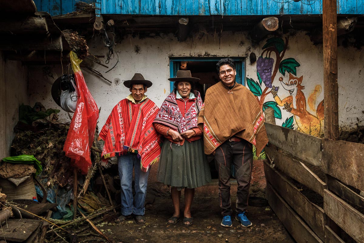 Peruvian Family in Front of their Home in Choquecancha