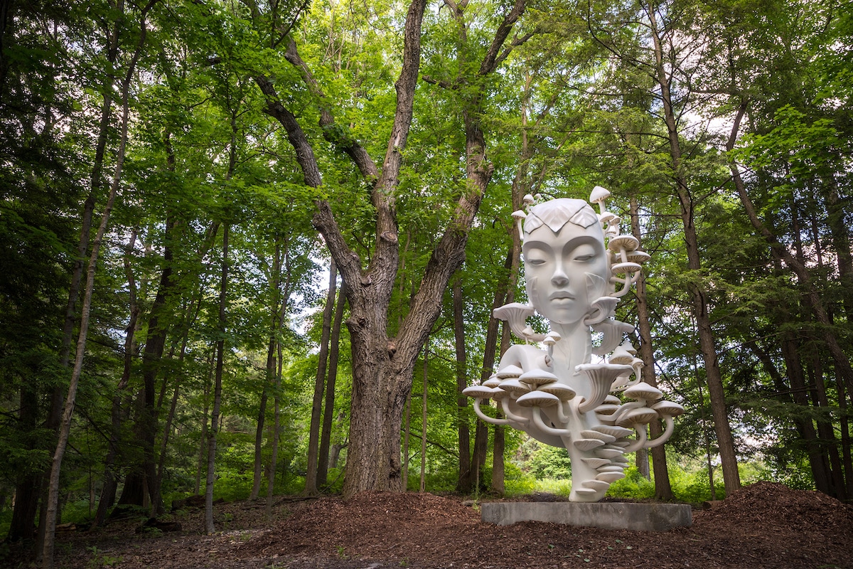 una escultura de Daniel Popper en el Arboreto Morton