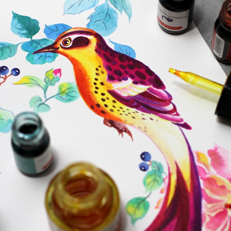 How to Use Colored Inks by Anna Sokolova
