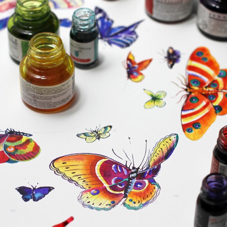 How to Use Colored Inks by Anna Sokolova