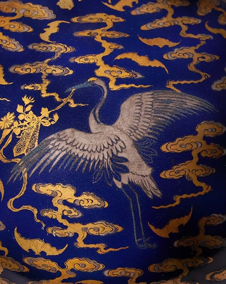 Crane in Blue and Gold