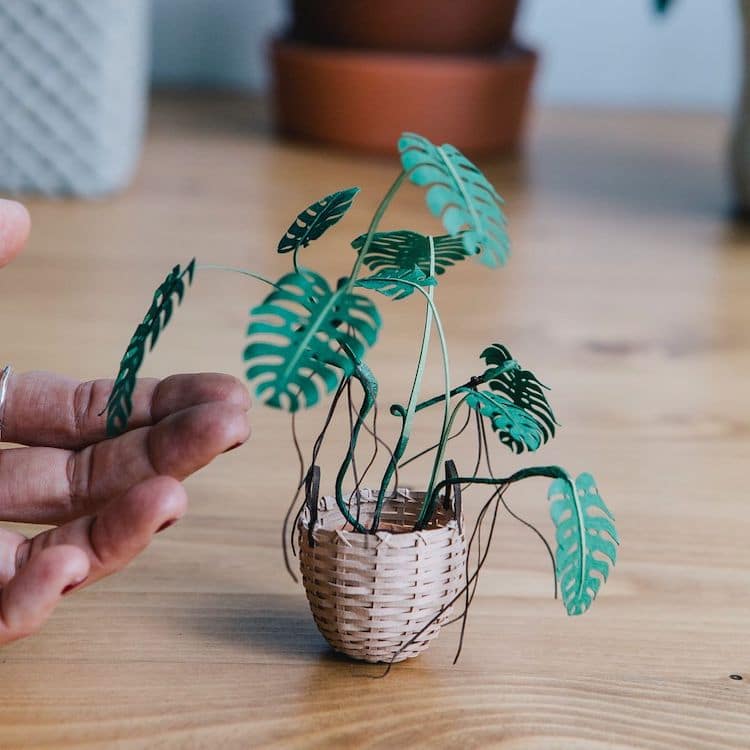 Artist Creates a Tiny Indoor Garden By Crafting Miniature Plants