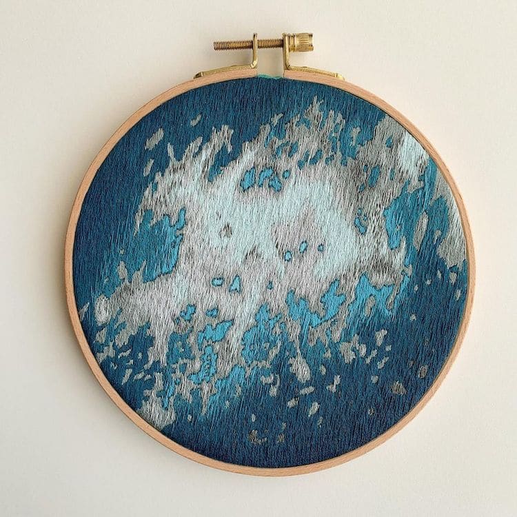Satellite Stitch Ocean Embroidery Art
