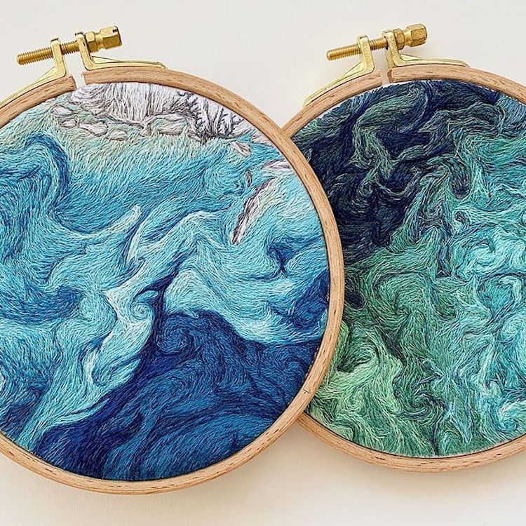 Ocean Embroidery Art by Satellite Stitches