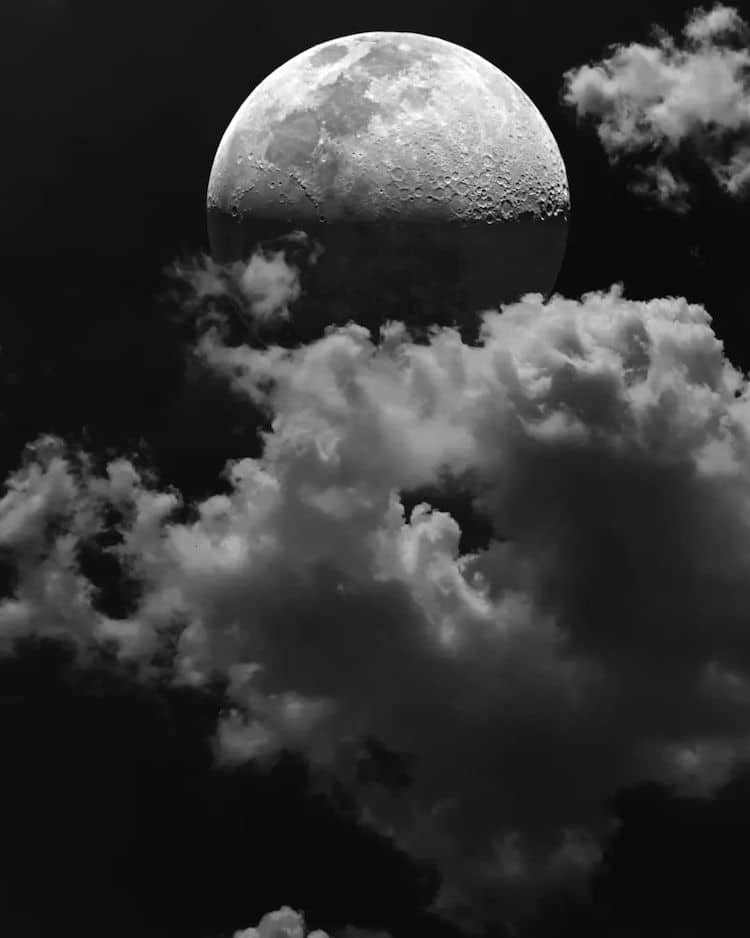 Composite Photo of Moon and Clouds