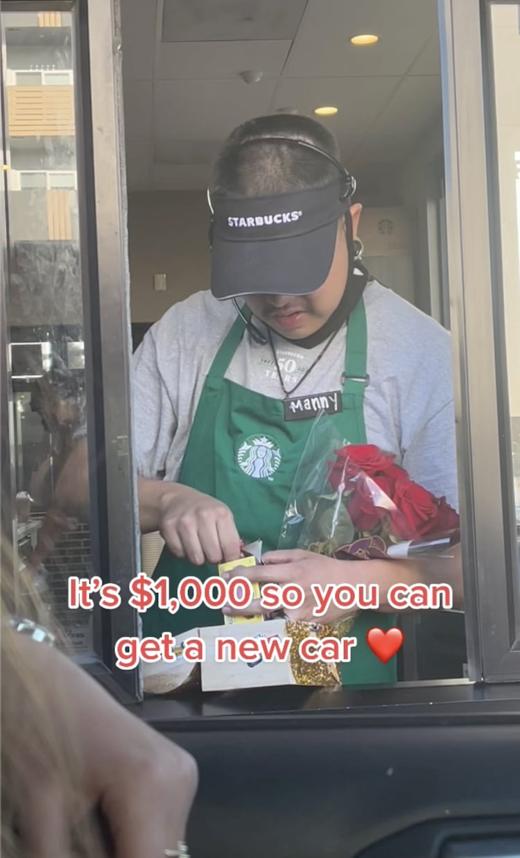 Viral TikTok Shows Random Act of Kindness to Starbucks Drive Thru Barista