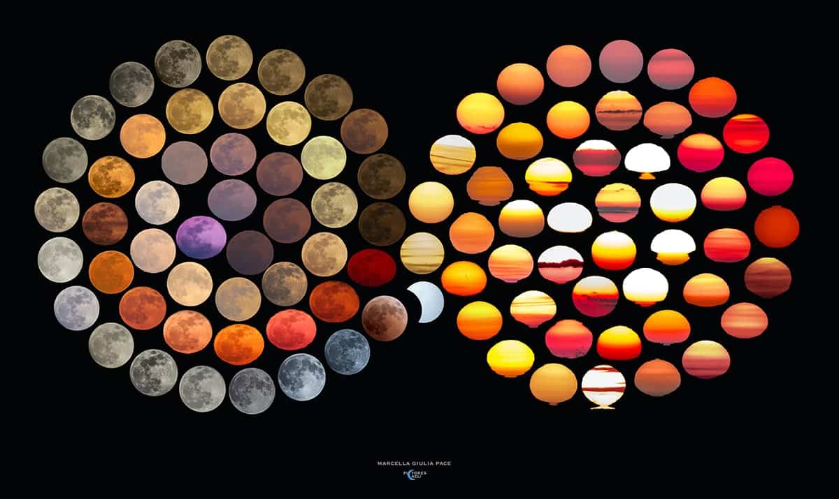 Photos of the Moon and Sun by Marcella Pace