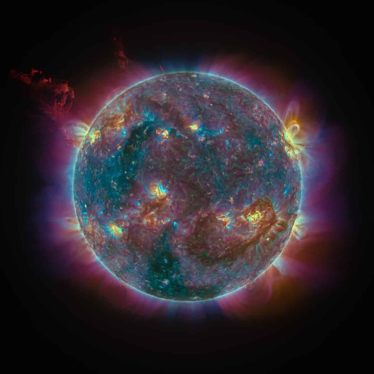 Colorful Image of the Sun and Its Solar Activity