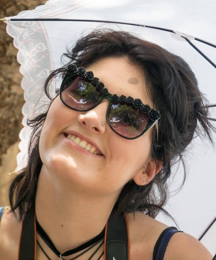smiling woman with sunglasses