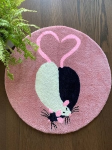 Custom Rug Art Depicts Two Adorable Rats Snuggling in Love