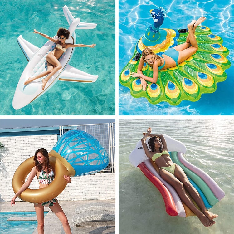 Women on pool floats