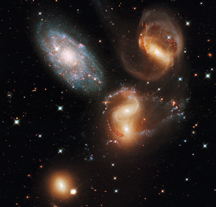 Hubble vs Webb GIF of Stephan's Quintet