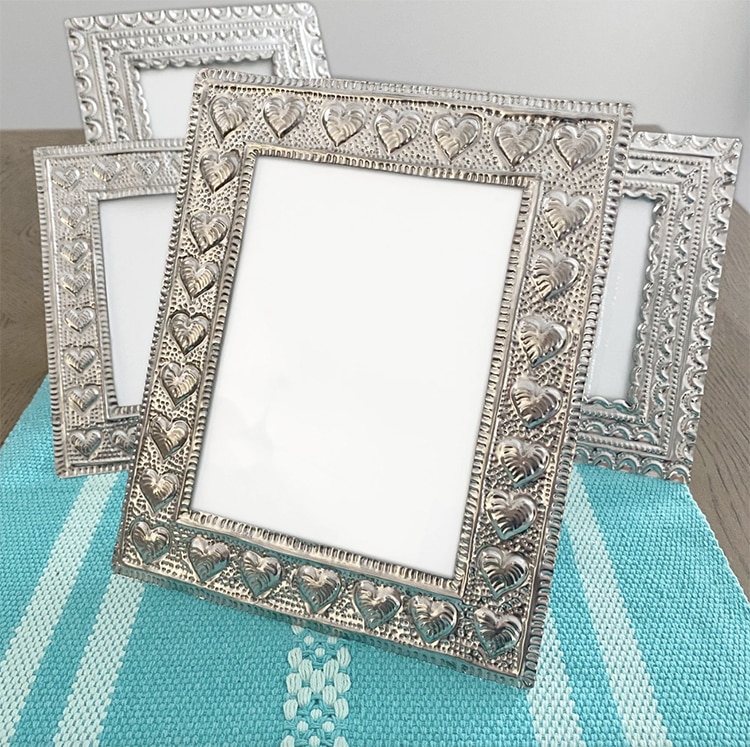 Mexican Hand Crafted Tin Frames Embossed