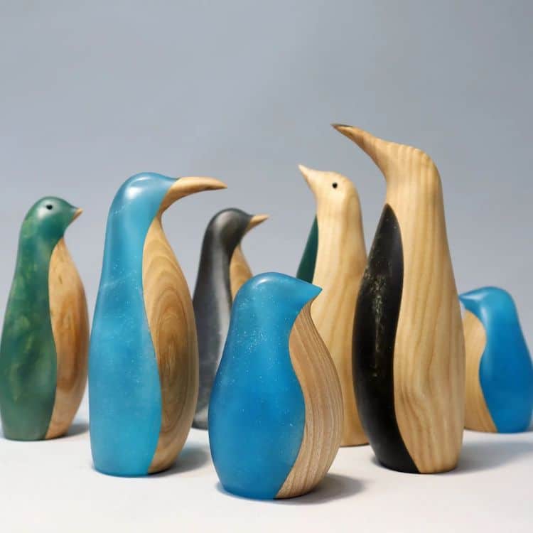 Wood and Resin Animal Sculptures by Woodwhale Lab