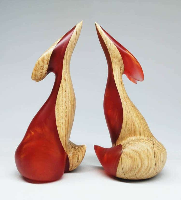 Wood and Resin Animal Sculptures by Woodwhale Lab