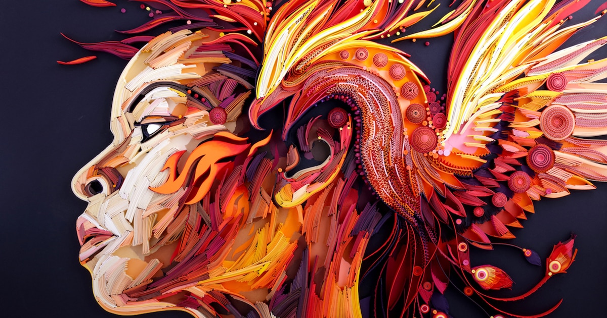 Paper Quilling Artist Celebrates Personal Power in a Fiery Masterpiece