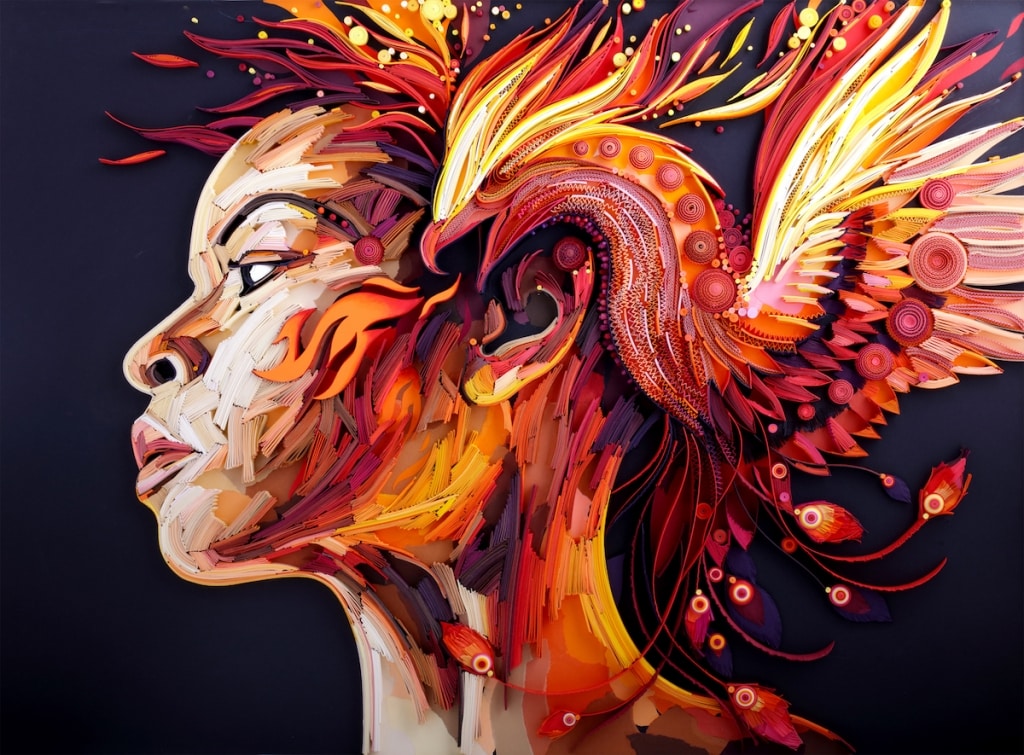 Paper Quilling Artist Celebrates Personal Power in a Fiery Masterpiece