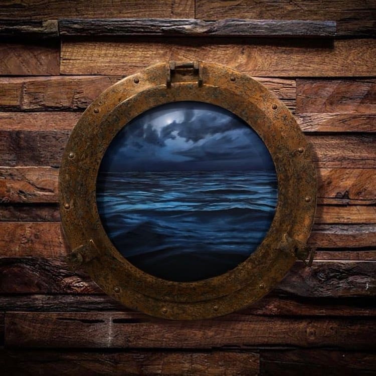 Porthole Sea Paintings by Adam Stevens