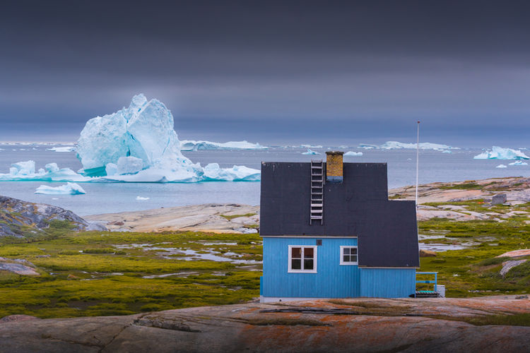 Cute Blue House on Disko Bay