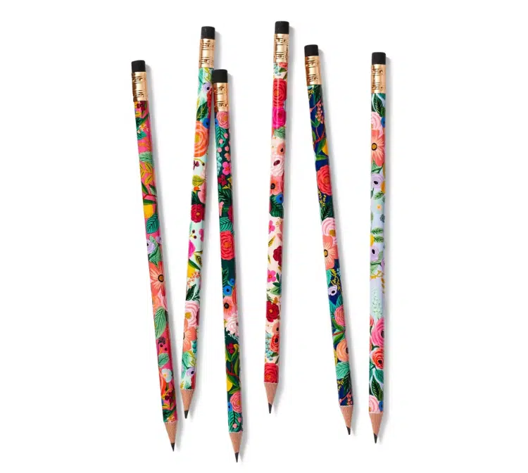 Six Piece Floral Pencil Set