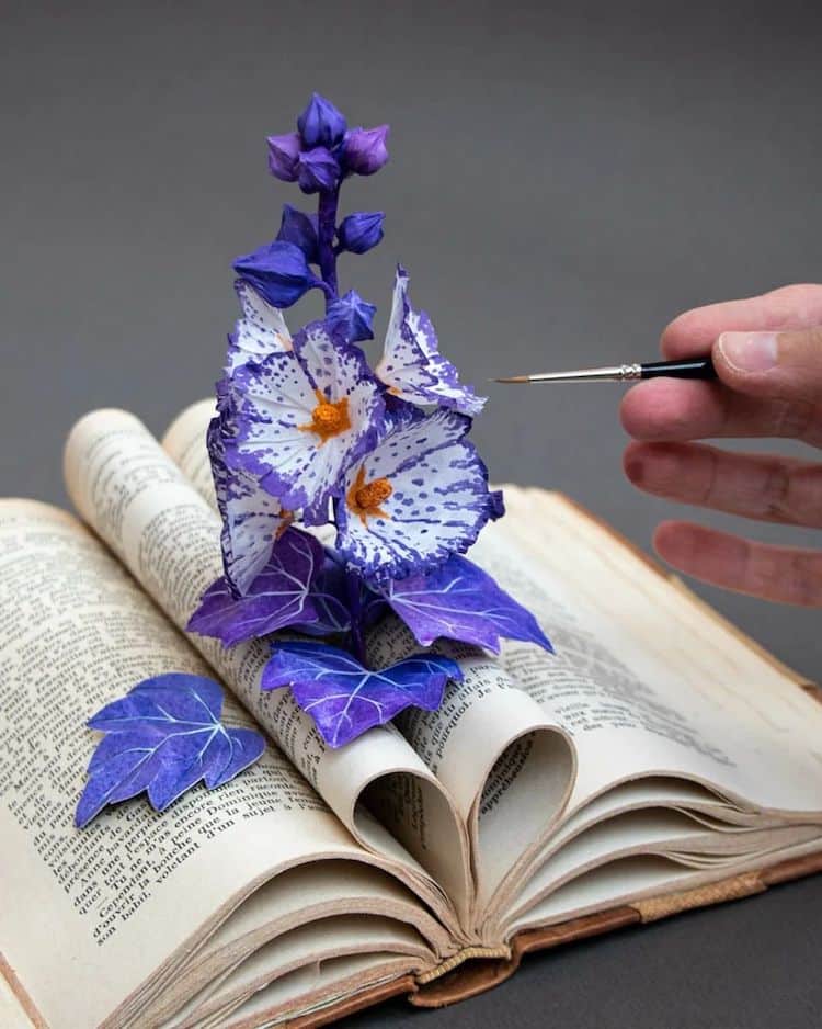 Books and flora sculptures by Stephanie Kilgast