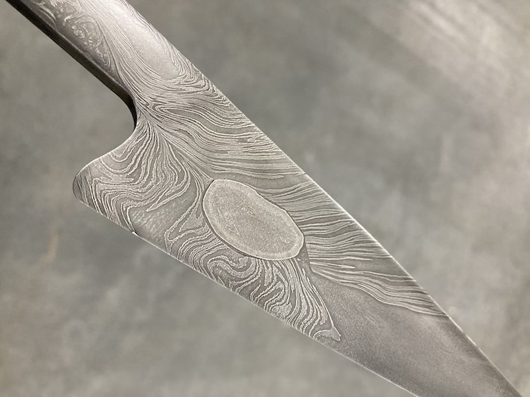 Knife Made from Damascus Steel and Meteorites by Tristan Dare