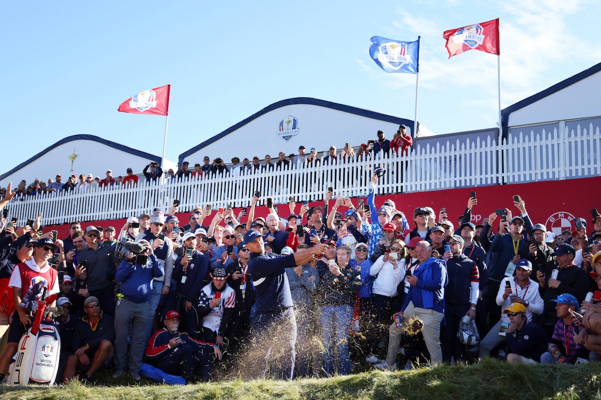 Bryson DeChambeau (USA) on the ninth hole during the afternoon Fourball Matches at the 43rd Ryder Cup at Whistling Straits, Kohler, Wisconsin September 2021