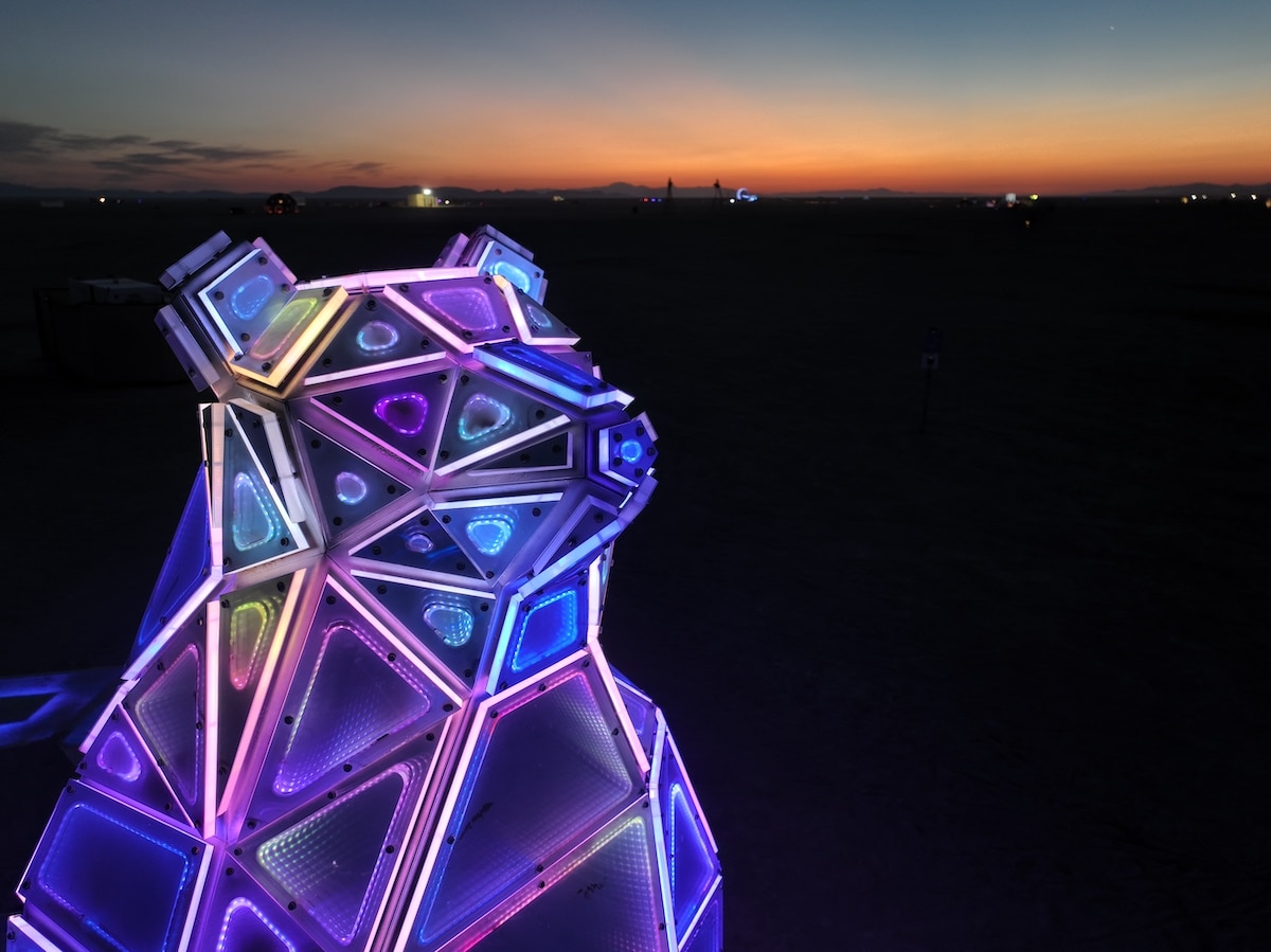 Last Ocean by Jen Lewin at Sunset at Burning Man 2022
