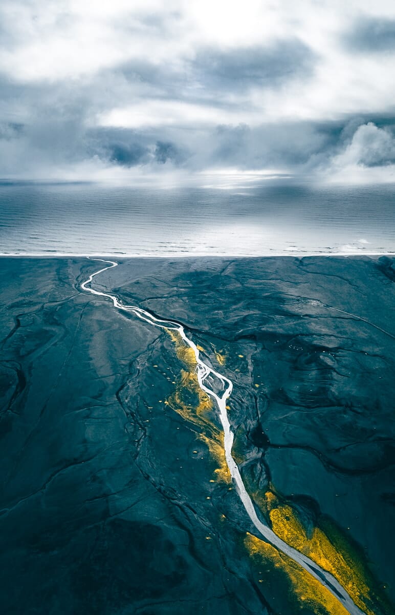 Aerial Photo of River in Southern Iceland