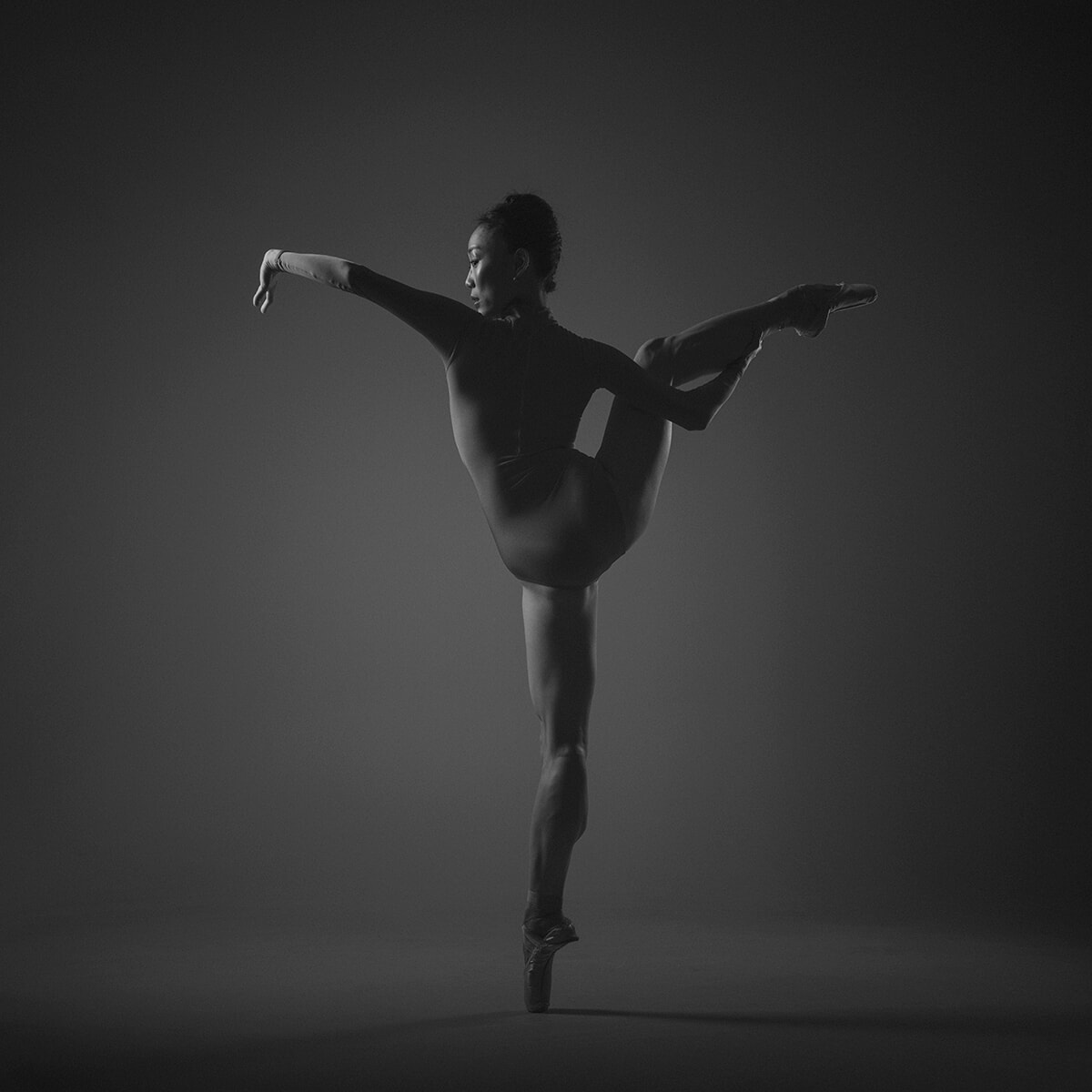 Black and White Photo of a Female Ballet Dancer