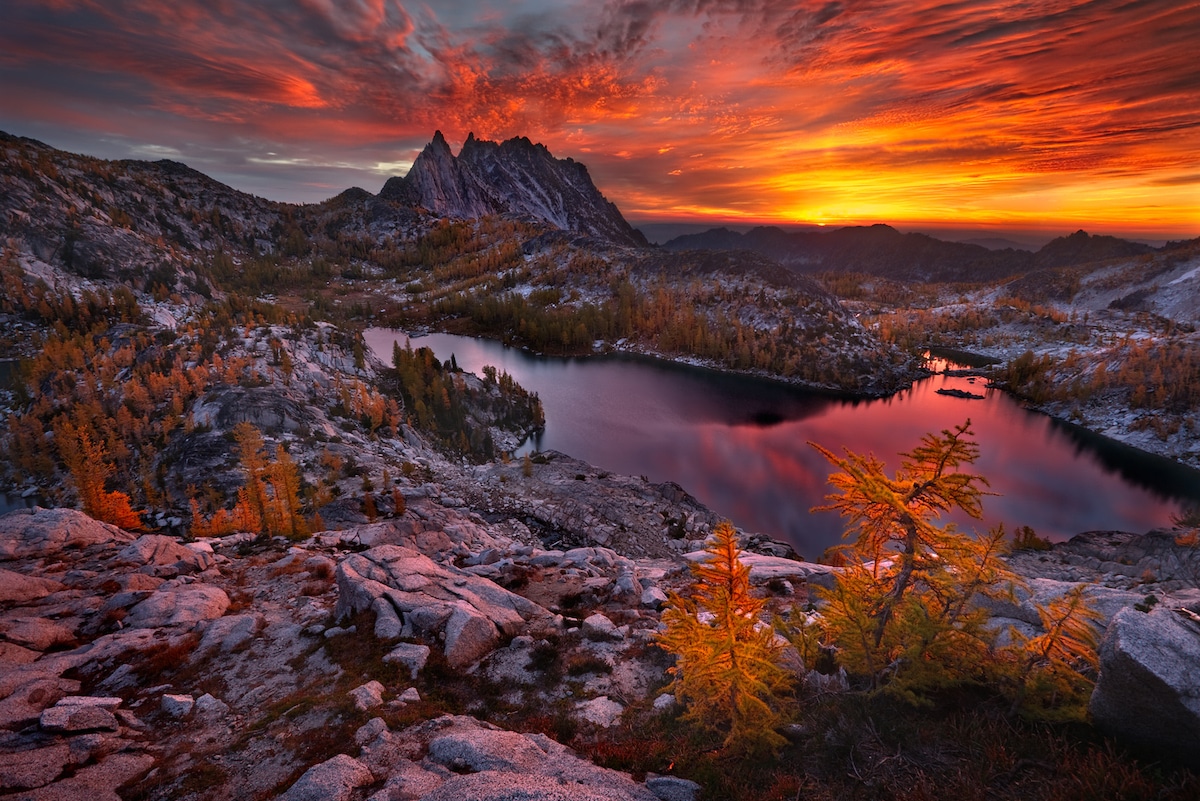 The Enchantments, Alpine Lake Wilderness at Sunset