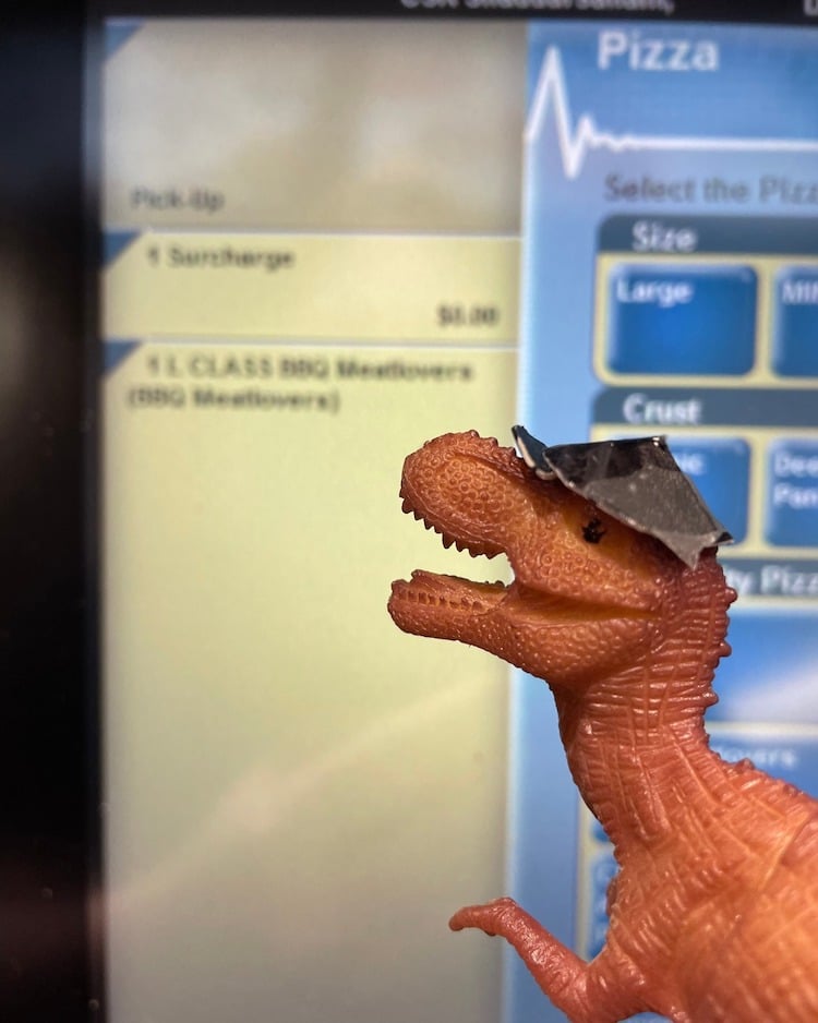 Dinosaur Employee at Domino's