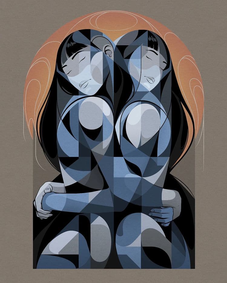 Figure frammentate collegano molti momenti nel tempo su una singola tela di Eric Pause