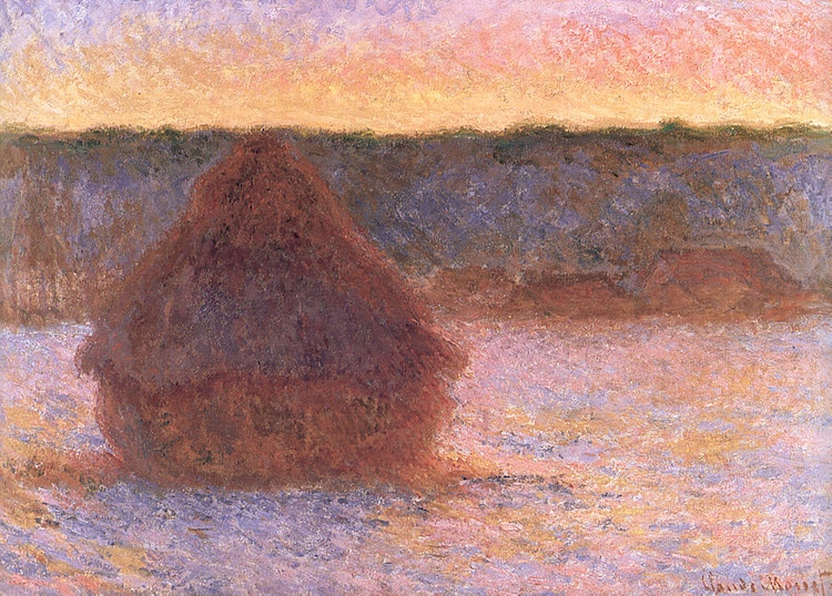 Haystacks at Sunset Frosty Weather by Monet