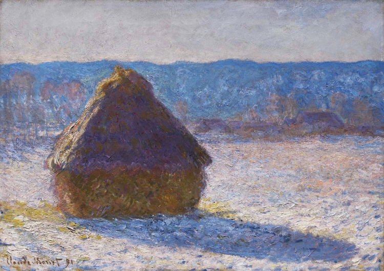 Haystacks Morning Snow Effect by Monet