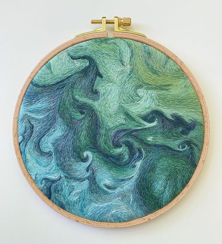 Aerial Embroidery of NASA Satellite Images