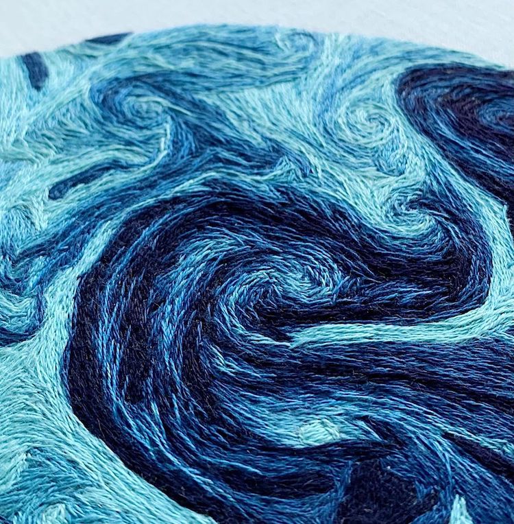 Aerial Embroidery of NASA Satellite Images