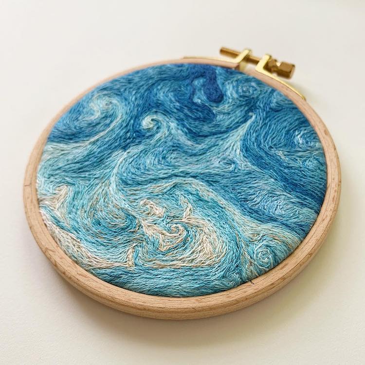 NASA satellite imagery aerial embroidery