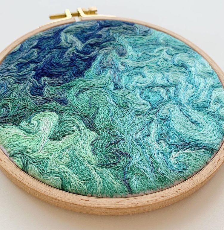 NASA satellite imagery aerial embroidery
