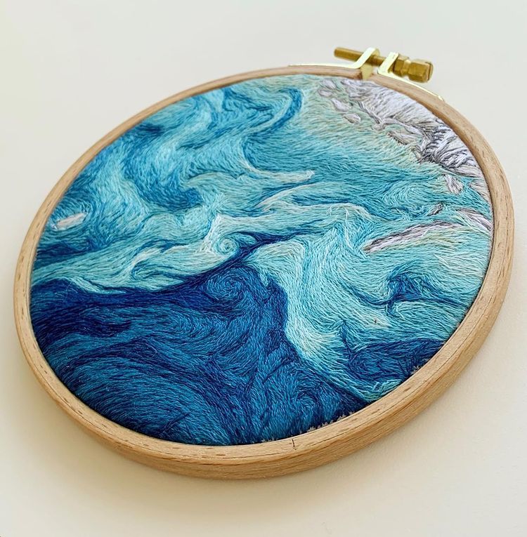 Aerial Embroidery of NASA Satellite Images